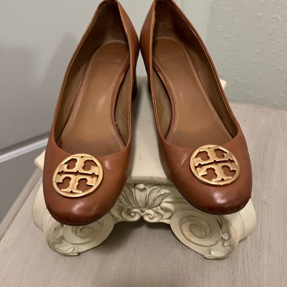 Tory Burch Cognac Leather Heels Size 8